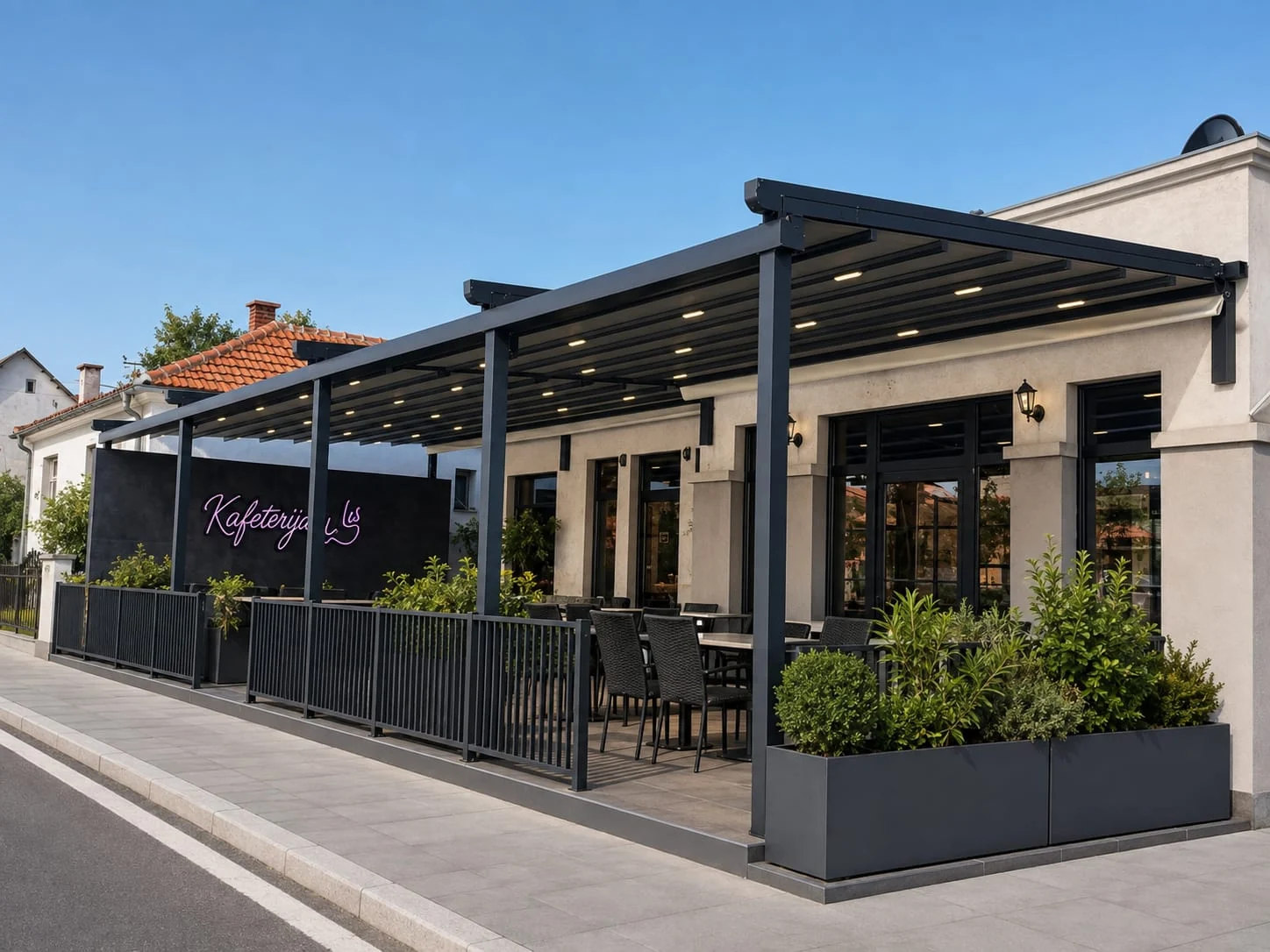 Pergola na ugostiteljskom objektu